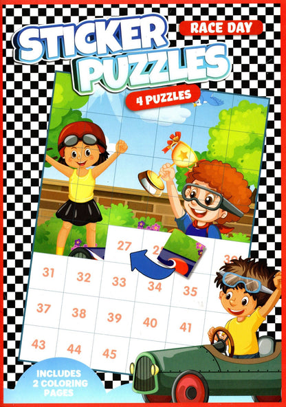 Activity Books for Kids: Sticker Puzzles - Race Day