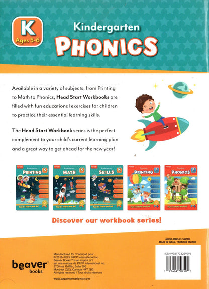 Beaver Kindergarten Educational Workbooks - Phonics & Printing (Set of 2)