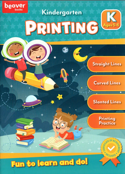 Beaver Kindergarten Educational Workbooks - Phonics & Printing (Set of 2)