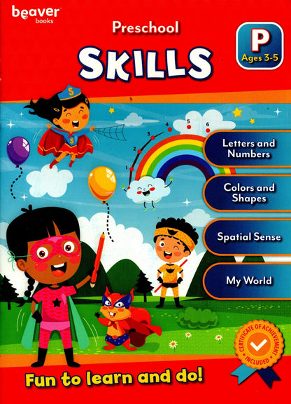 Beaver Pre-School Educational Workbooks - Phonics, Printing, Skills (Set of3)