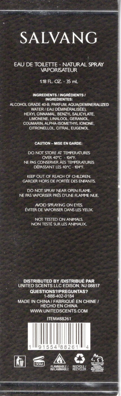 Salvang Pour Homme Eau De Toilette For Men 1.8 Oz