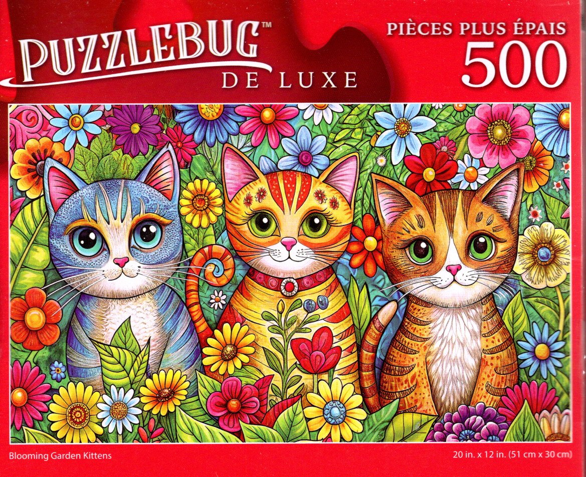 Blooming Garden Kittens - 500 Deluxe Jigsaw Puzzle