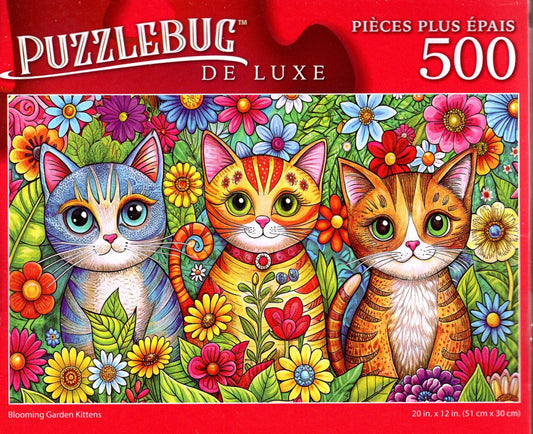Blooming Garden Kittens - 500 Deluxe Jigsaw Puzzle