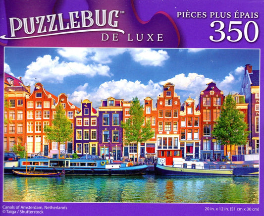 Canals of Amsterdam, Netherlands - 350 Pieces Deluxe Jigsaw Puzzle