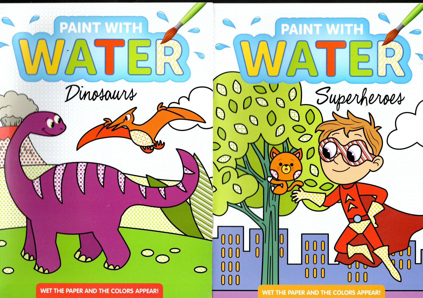 Paint with Water - Dinosaurs & Superheroes - Activity Books (Set of 2 Books)