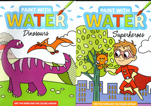 Paint with Water - Dinosaurs & Superheroes - Activity Books (Set of 2 Books)