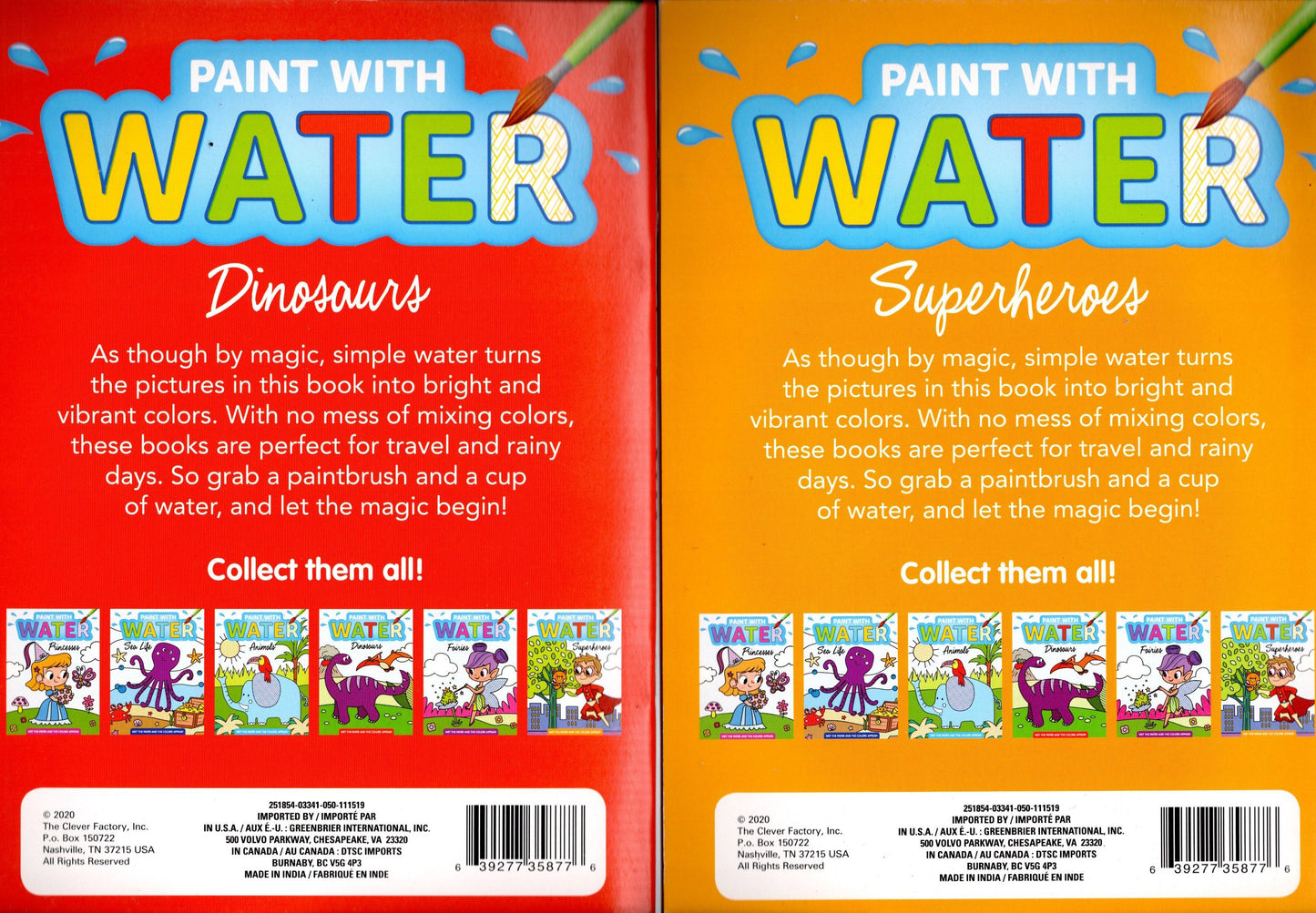 Paint with Water - Dinosaurs & Superheroes - Activity Books (Set of 2 Books)