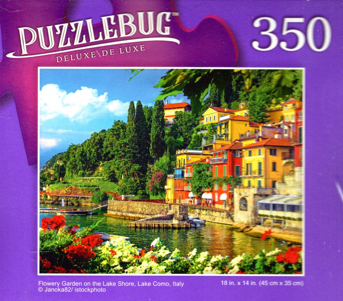 Flowery Garden on the Lake Shore, Lake Como - 350 Pieces Deluxe Jigsaw Puzzle