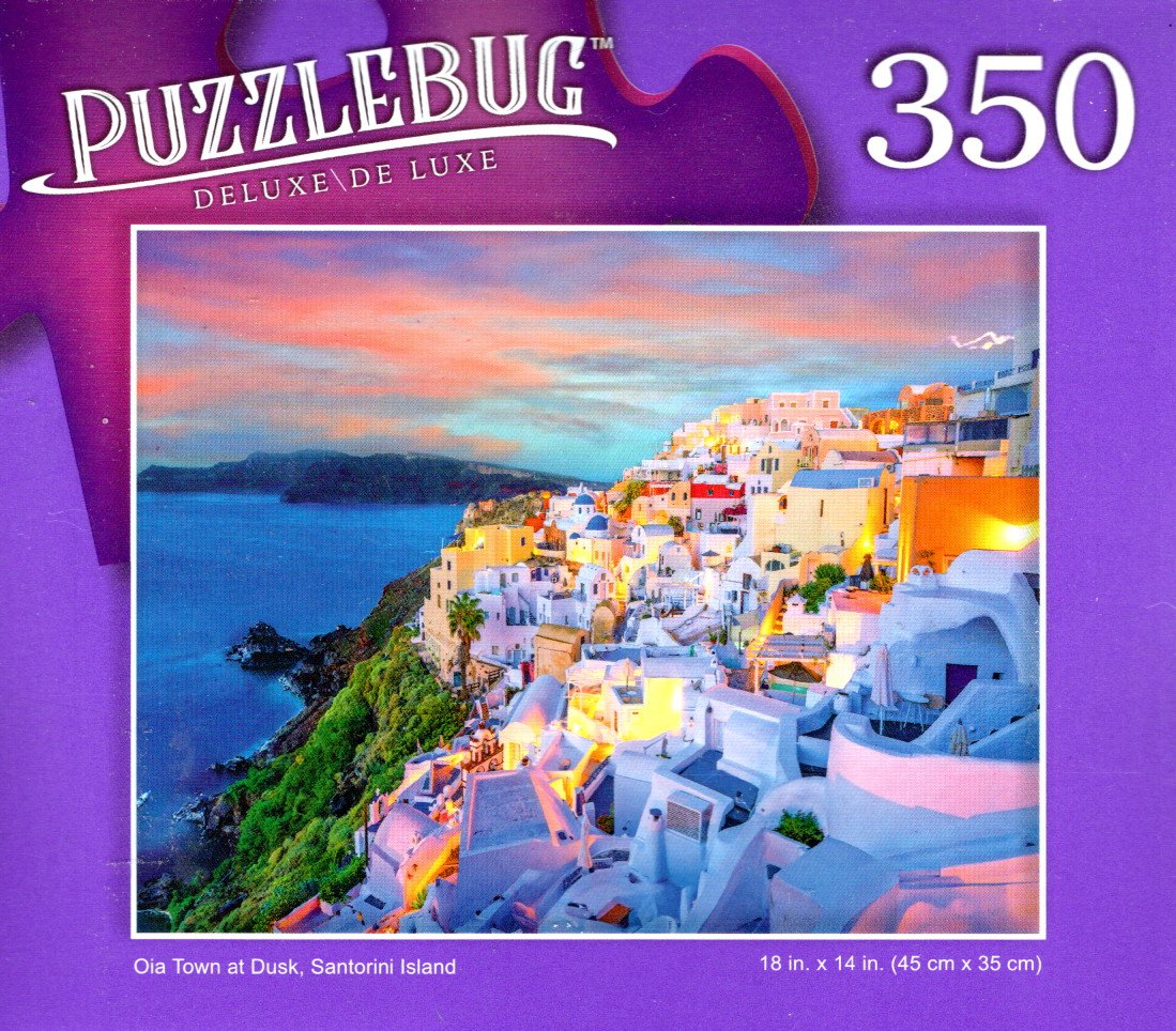Oia Town at Dusk, Santorini Island - 350 Pieces Deluxe Jigsaw Puzzle
