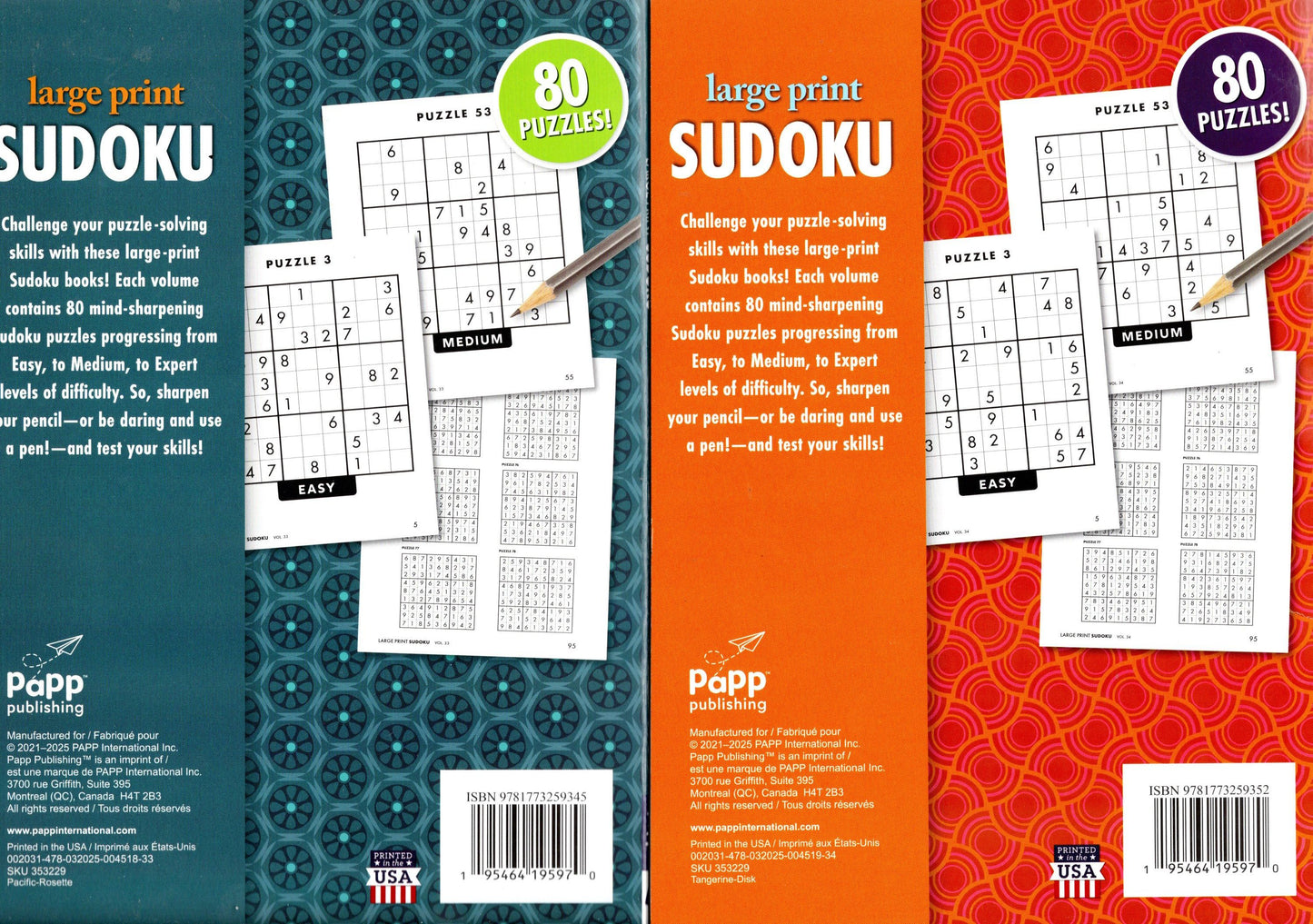 Large Print Sudoku - All New Puzzles - Vol.33-34