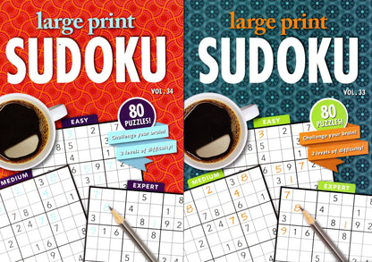 Large Print Sudoku - All New Puzzles - Vol.33-34