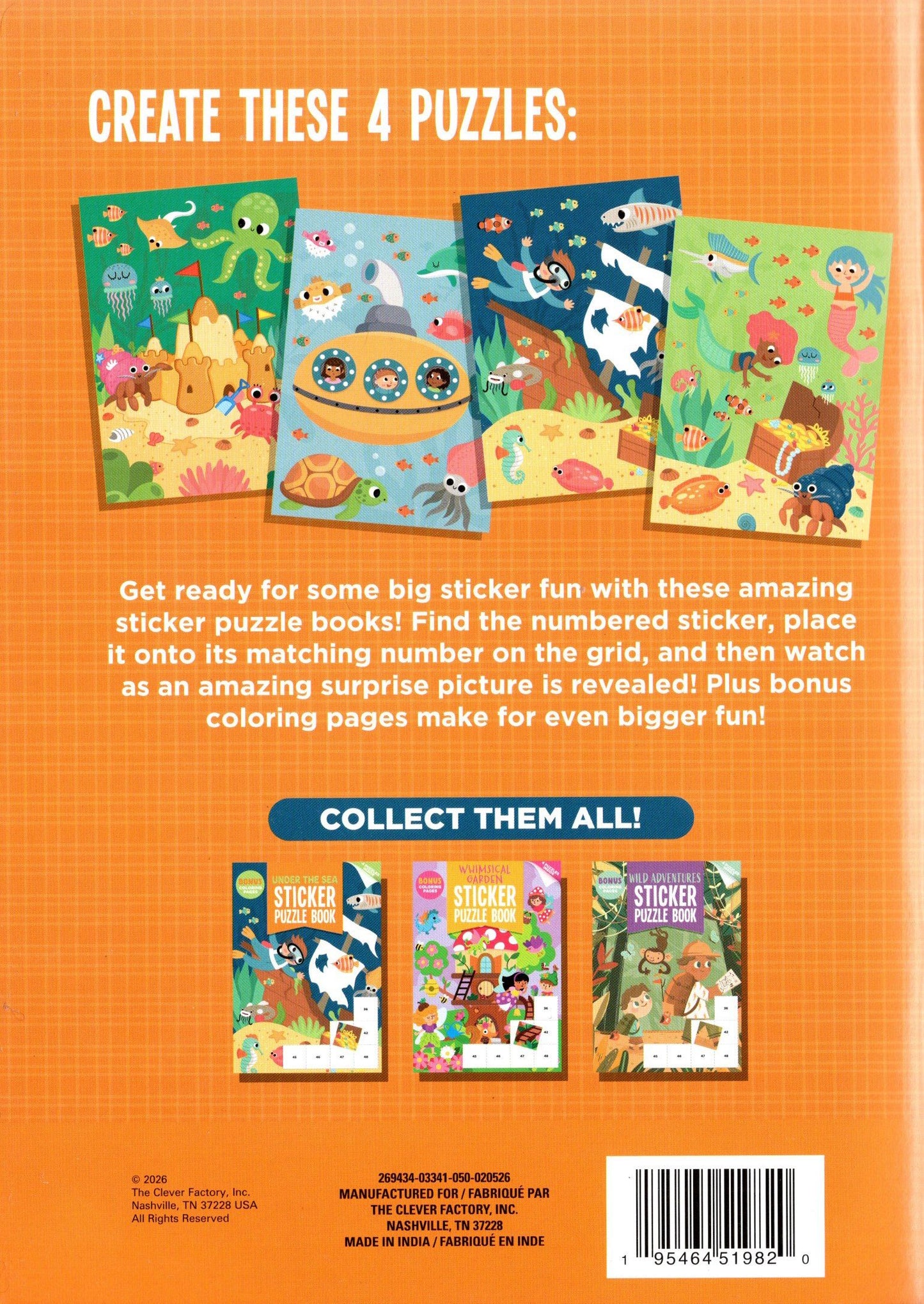 Under The Sea - Stickers Puzzle Books - 4 puzzle Inside