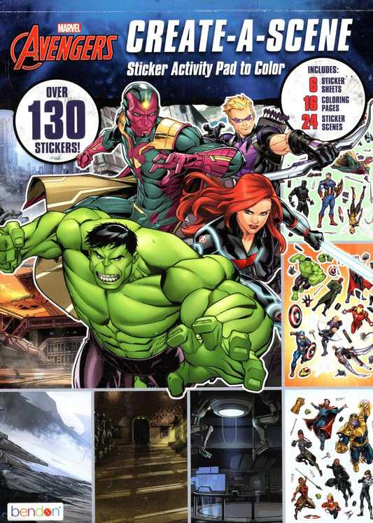 Marvel Avengers Create-A-Scene Sticker Activity Pad to Color