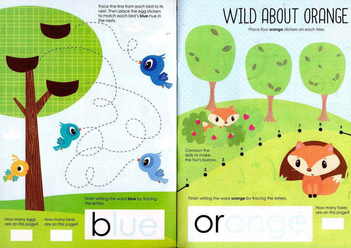 Shapes, Numbers, Letters, and Colors Pre-K/K Learning Sticker Activity Book Set