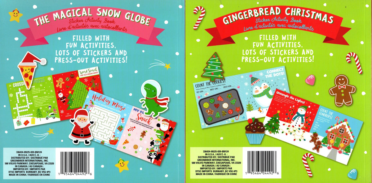The Magical Snow Globe & Gingerbread Christmas Holiday Sticker Activity Book