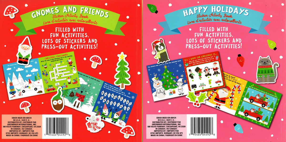 Gnomes and Friends & Happy Holidays Holiday - Sticker Activity Book Set