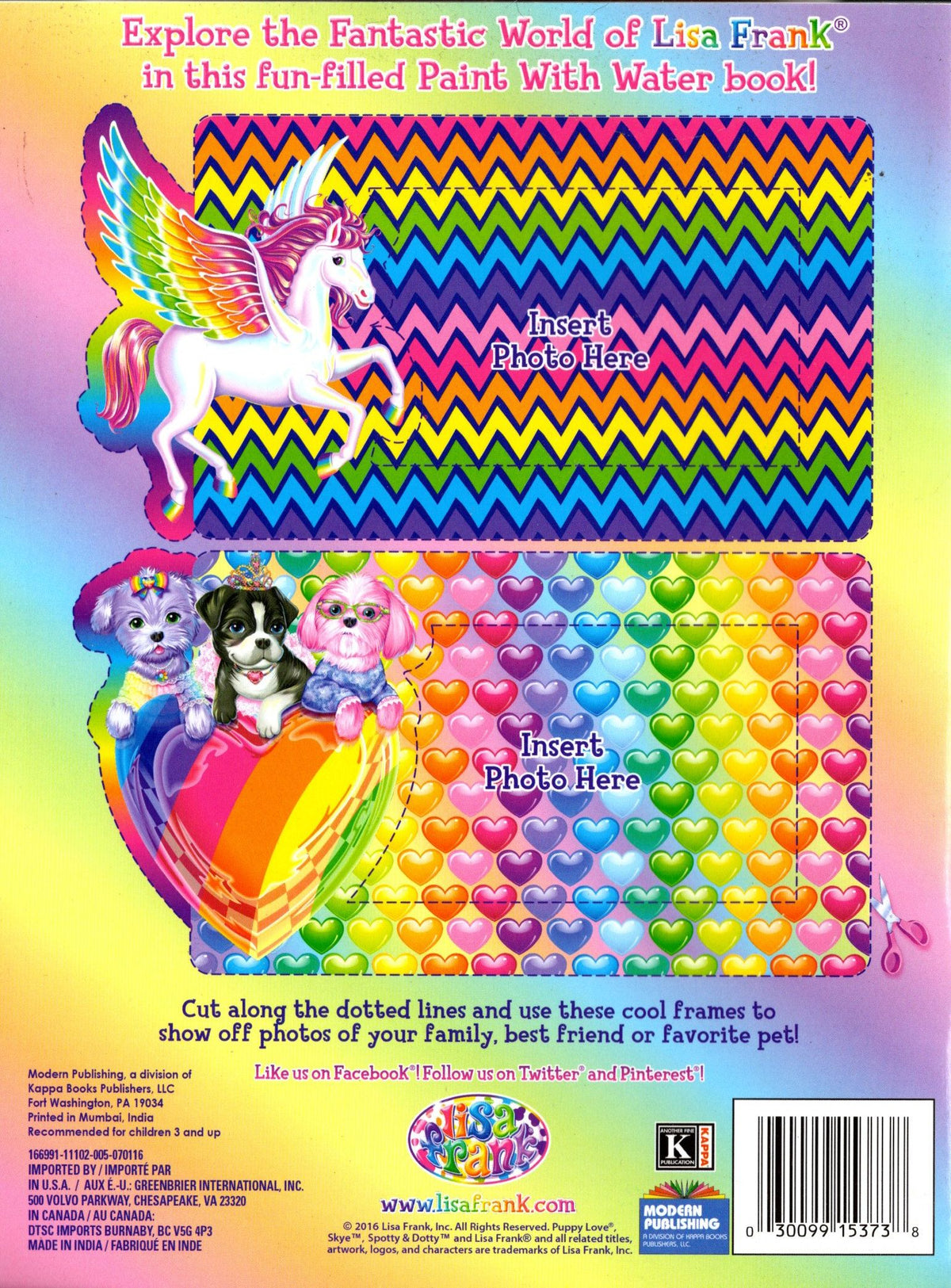 Lisa Frank Paint With Water Activity Book with Cut-Out Photo Frames
