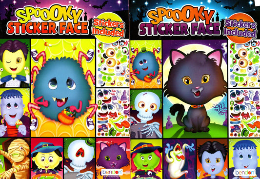 Spooky Sticker Face Halloween Activity Book 2-Book Bundle