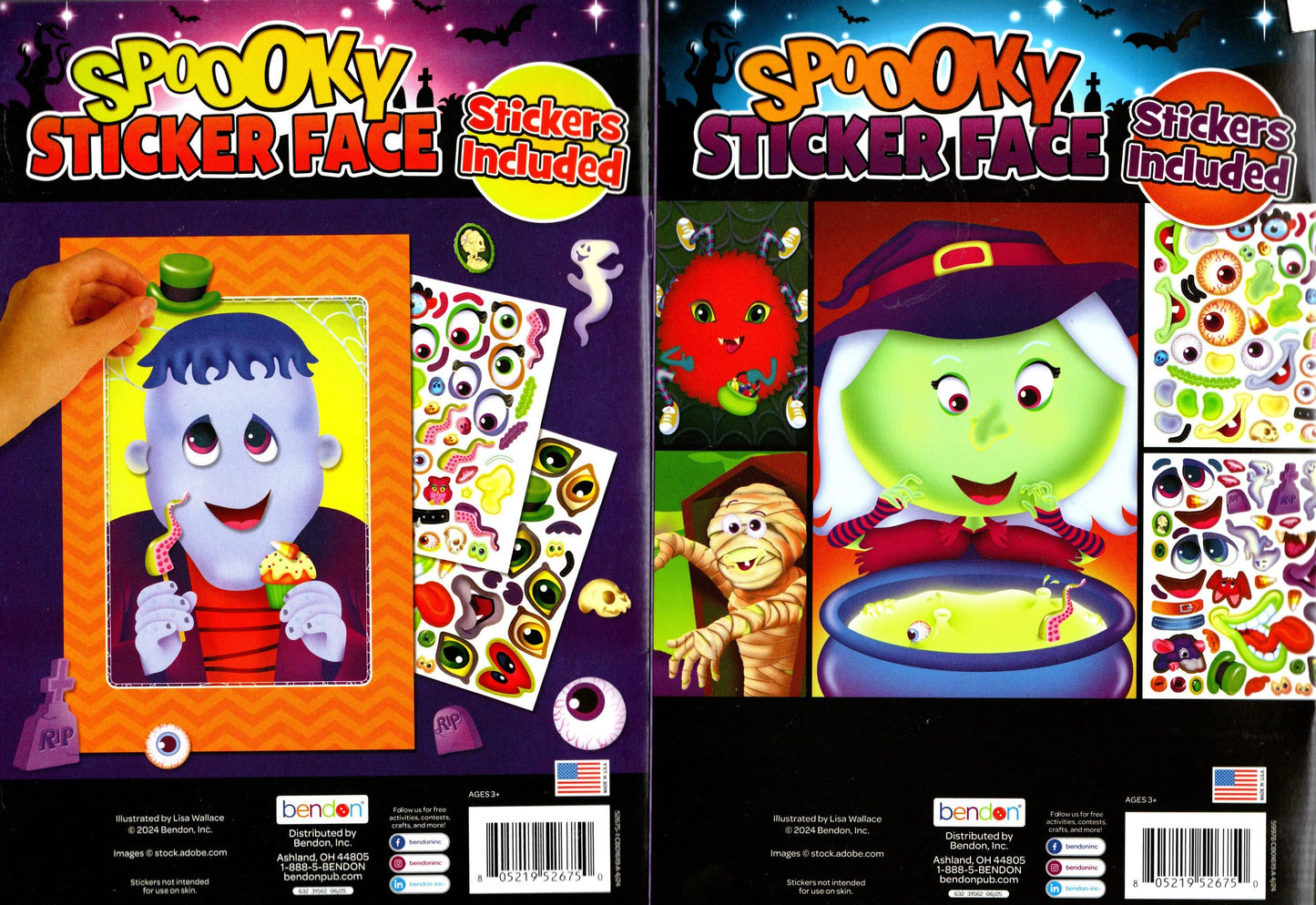 Spooky Sticker Face Halloween Activity Book 2-Book Bundle