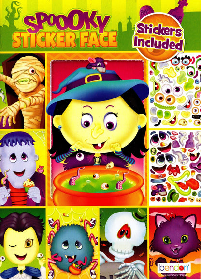 Spooky & Halloween Night Sticker Face Activity 2-Book Bundle
