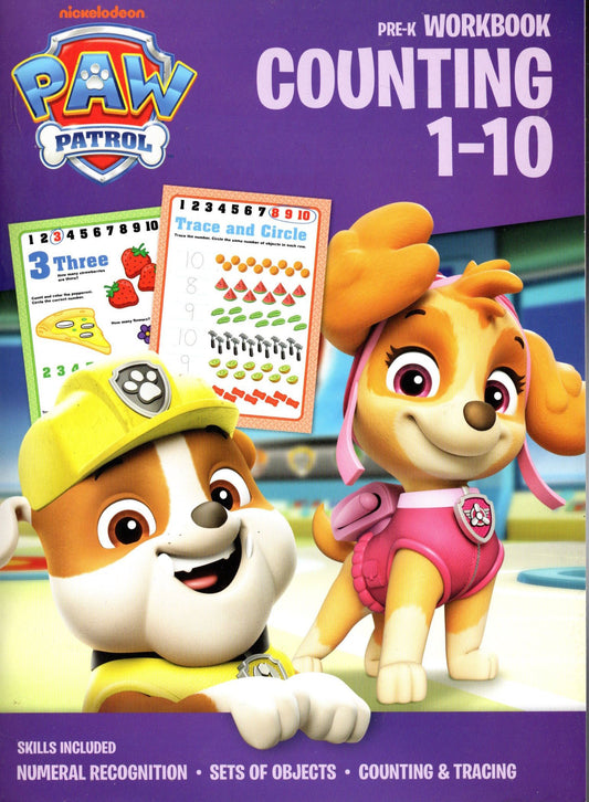 PAW Patrol Counting 1-10 Pre-K Workbook Educational Learning Activity Book