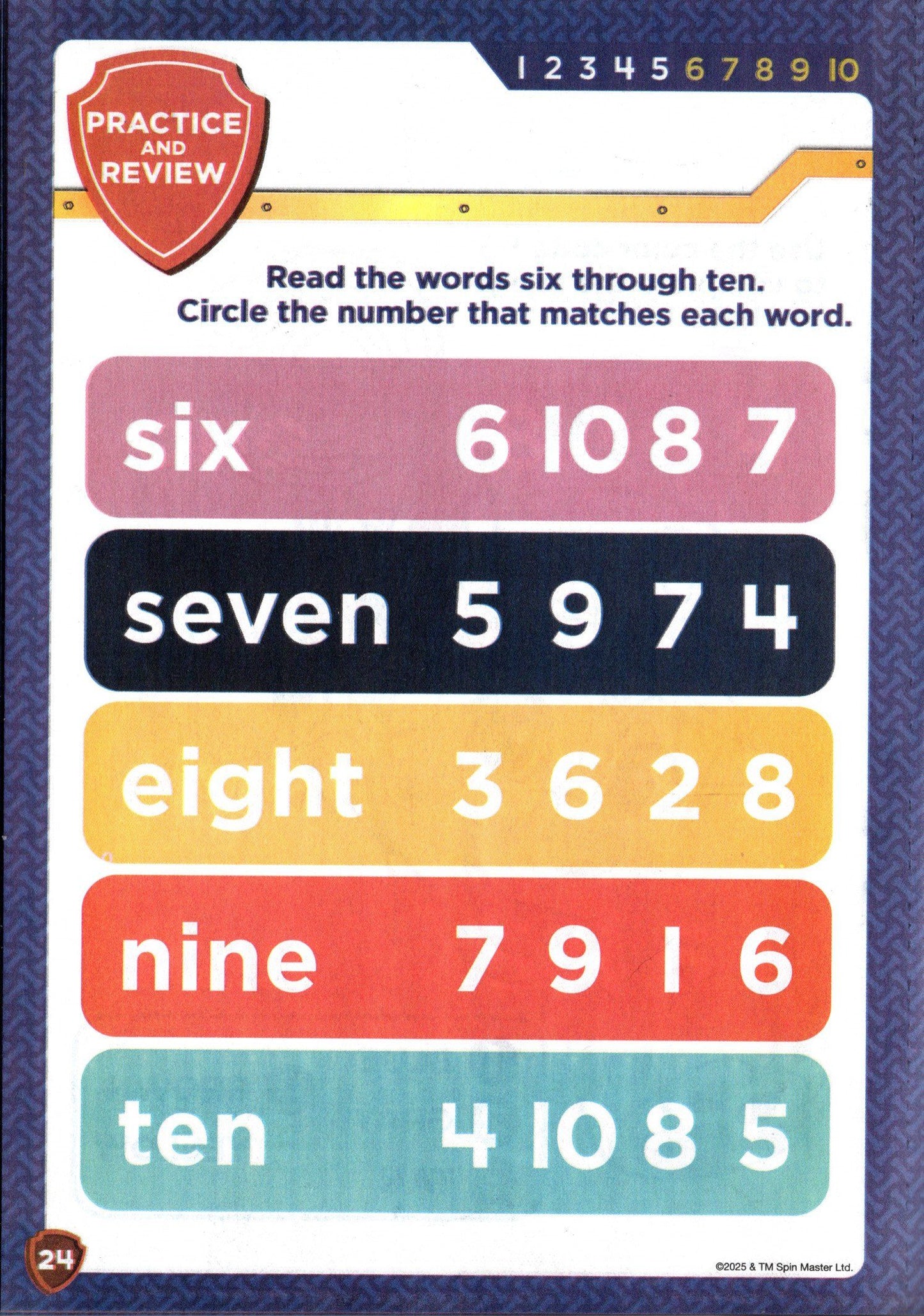 PAW Patrol Numbers & Counting Pre K-K Workbook Educational Learning Book