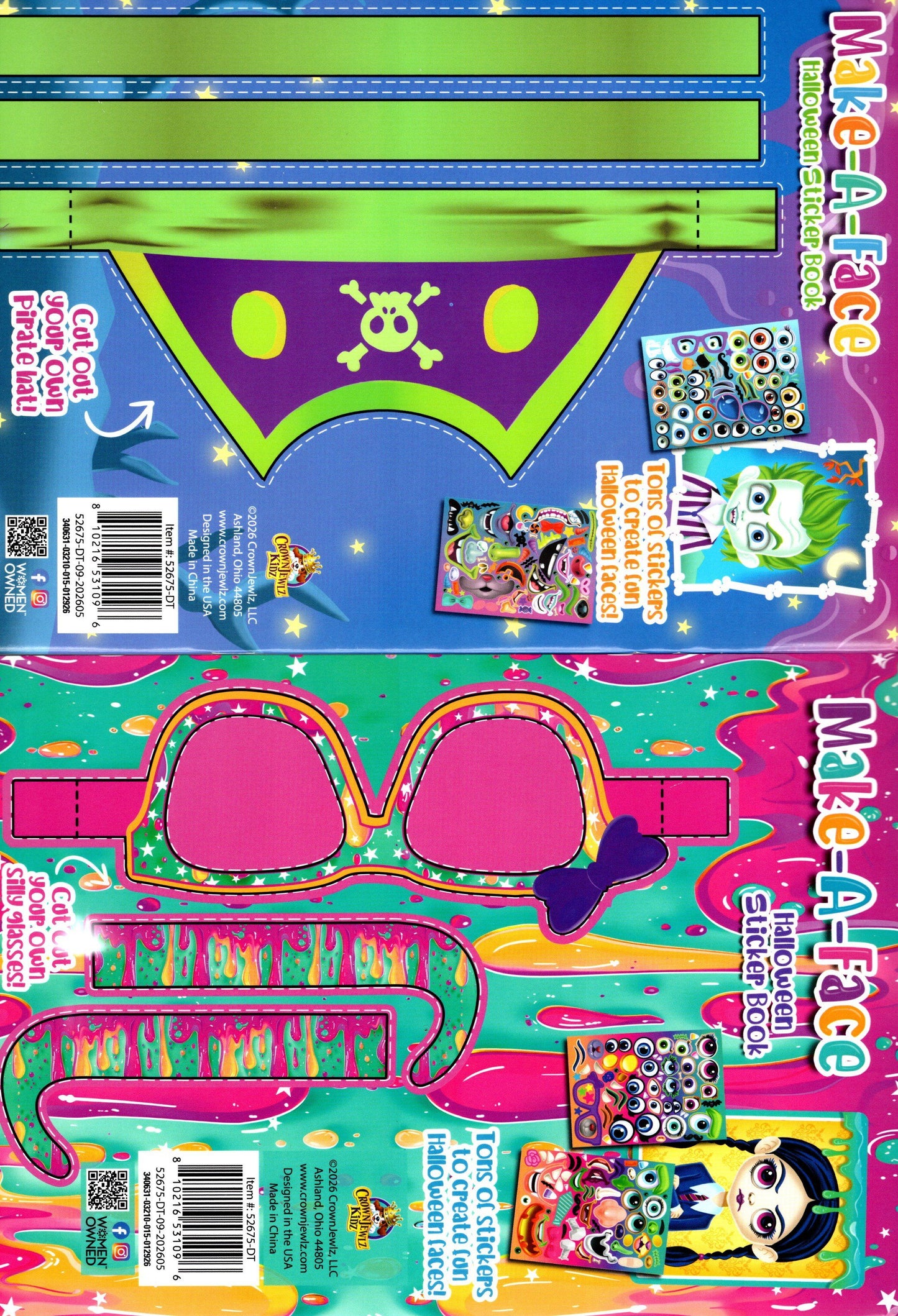 Halloween Make-A-Face Sticker Book Set - 2-Pack