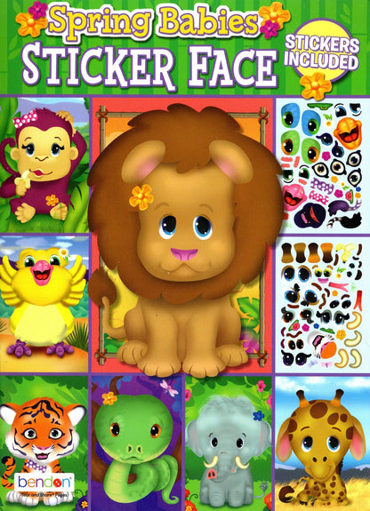 Spring Babies Sticker Face - Coloring Book
