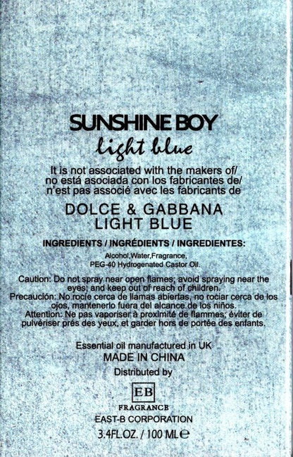 Sunshine Boy Light Blue Eau de toilette for men 3.4 Fl. Oz