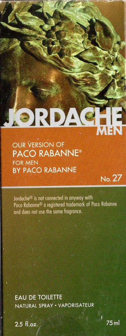 Jordache Men No. 27 Eau De Toilette Natural Spray 2.5 Fl. Oz.