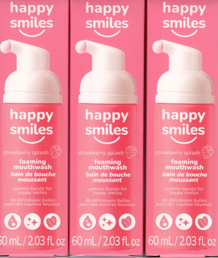Happy Smiles Strawberry Splash Foaming Mouthwash 3-Pack, 3 x 2.03 fl. oz.