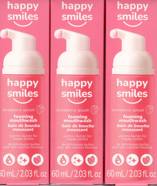 Happy Smiles Strawberry Splash Foaming Mouthwash 3-Pack, 3 x 2.03 fl. oz.