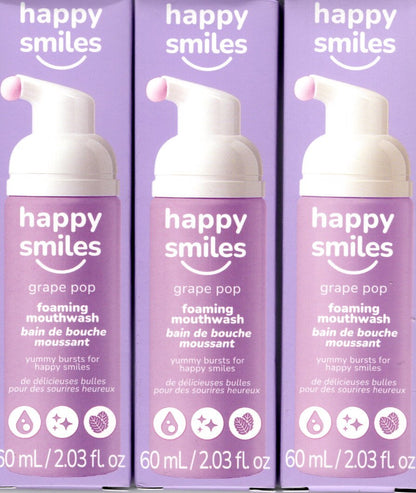 Happy Smiles Grape Pop Foaming Mouthwash 3-Pack, 3 x 2.03 fl. oz.
