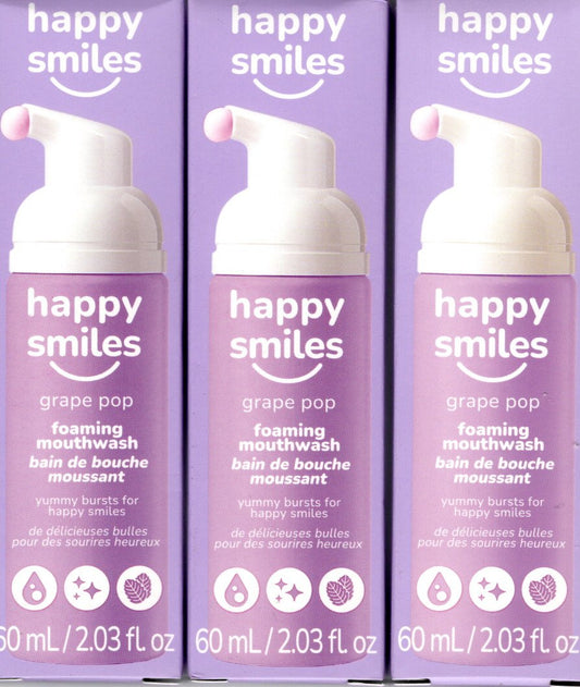 Happy Smiles Grape Pop Foaming Mouthwash 3-Pack, 3 x 2.03 fl. oz.