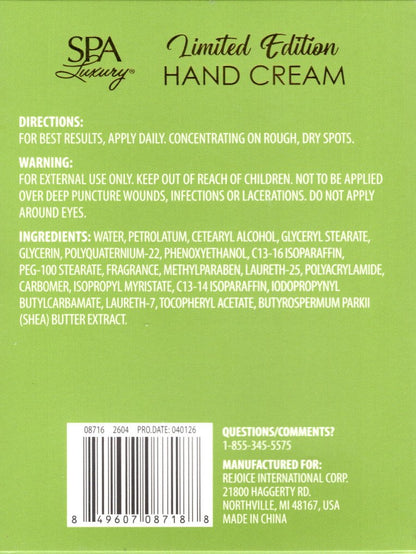 SPA Luxury Limited Edition Moisturizing Hand Cream Cashmere & Lavender Set, 2.8