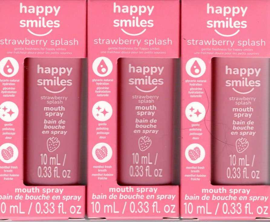 Happy Smiles Strawberry Splash Kids Mouth Spray 3-Pack, 3 x 0.33 fl. oz.