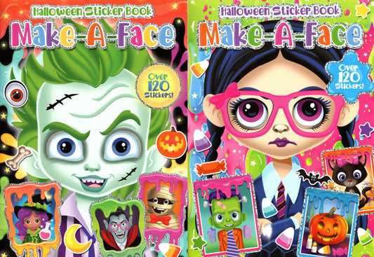 Make-A-Face Halloween Sticker Book - Vampire & Wednesday