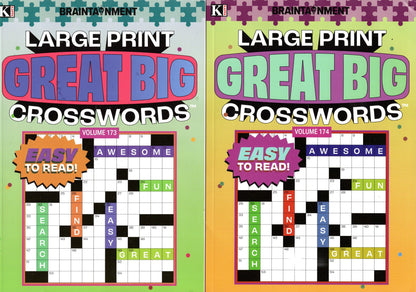 Kappa Braintainment Large Print Great Big Crosswords Books Bundle, Vol.173 & 174