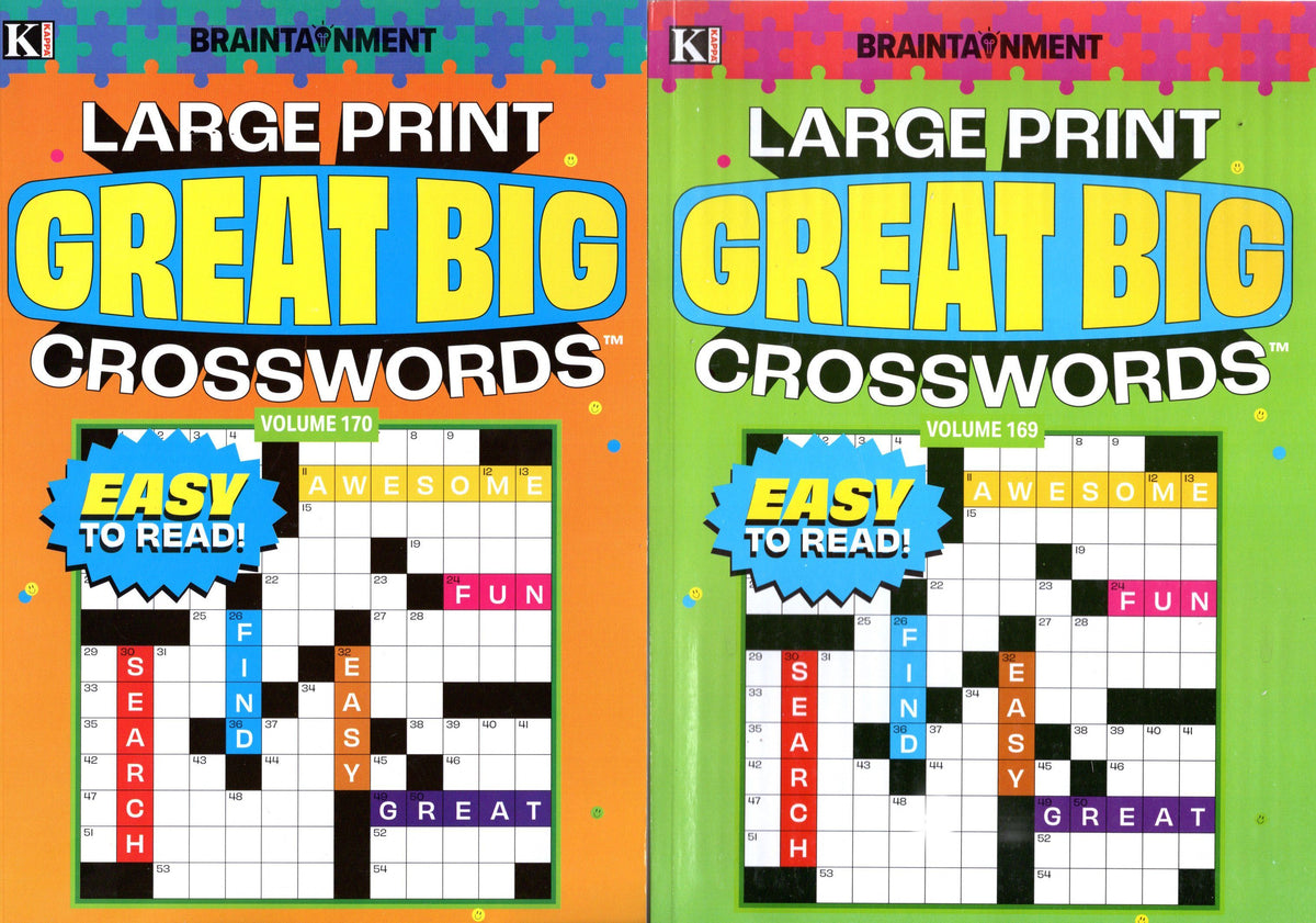 Kappa Braintainment Large Print Great Big Crosswords Books Bundle, Vol.169 & 170