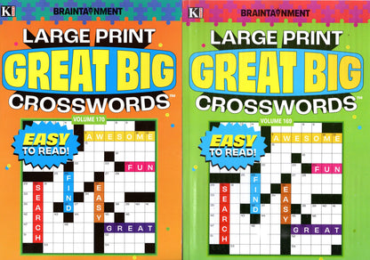 Kappa Braintainment Large Print Great Big Crosswords Books Bundle, Vol.169 & 170