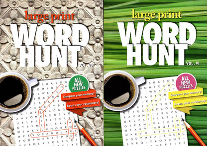 Large Print Word Hunt - All New Puzzles - Vol.90 - Vol.91
