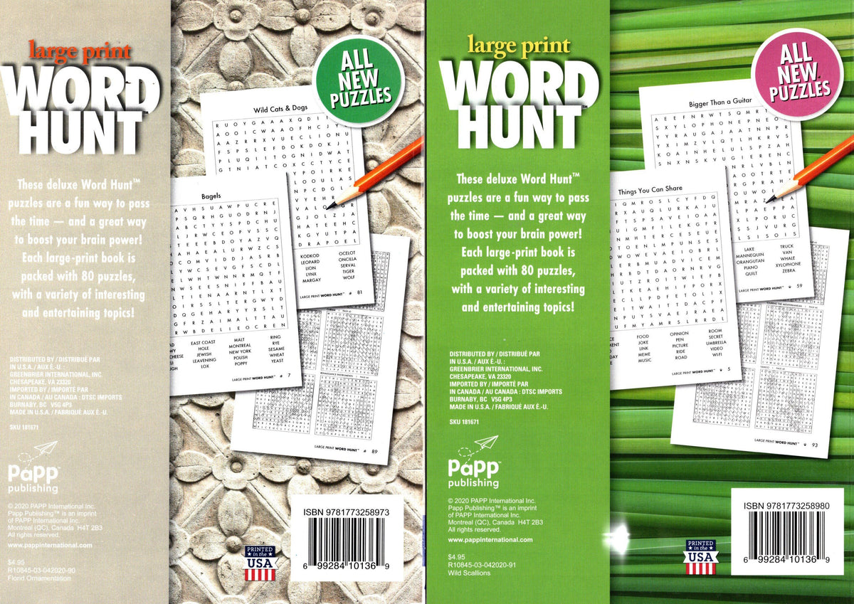 Large Print Word Hunt - All New Puzzles - Vol.90 - Vol.91