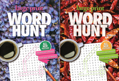 Large Print Word Hunt - All New Puzzles - Vol.109 - Vol.110