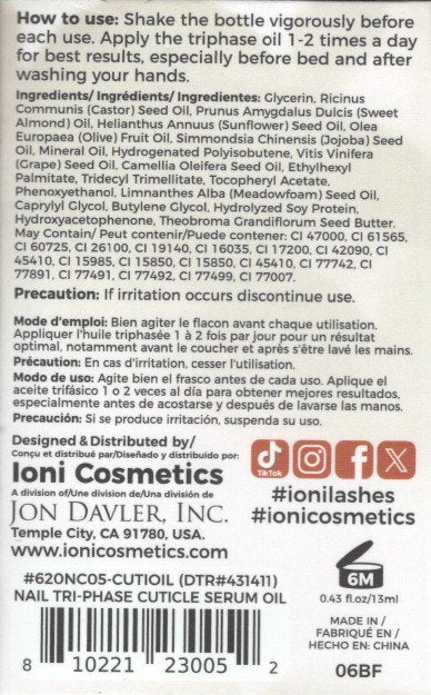 ioni Triphase Nail Elixir Repair Renew Serum Oil 0.43 FL OZ (Set of 3)