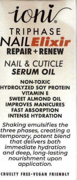 ioni Triphase Nail Elixir Repair Renew Serum Oil 0.43 FL OZ (Set of 3)