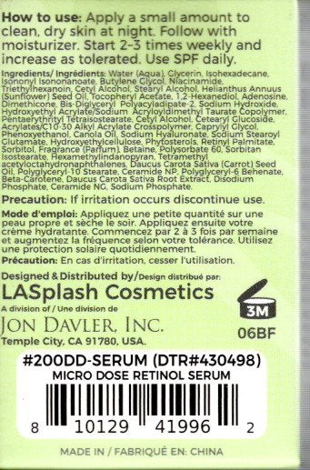 LASplash Skincare Micro Dose Retinol Serum 2-Pack, 0.56 oz.