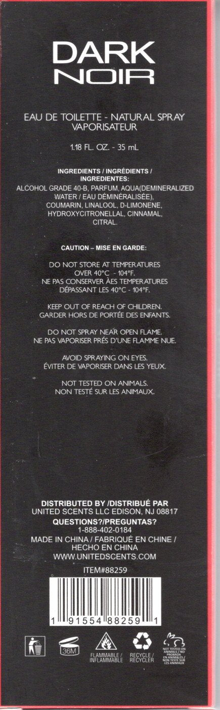 Dark Noir Pour Homme Eau de Toilette, 1.18 fl. oz