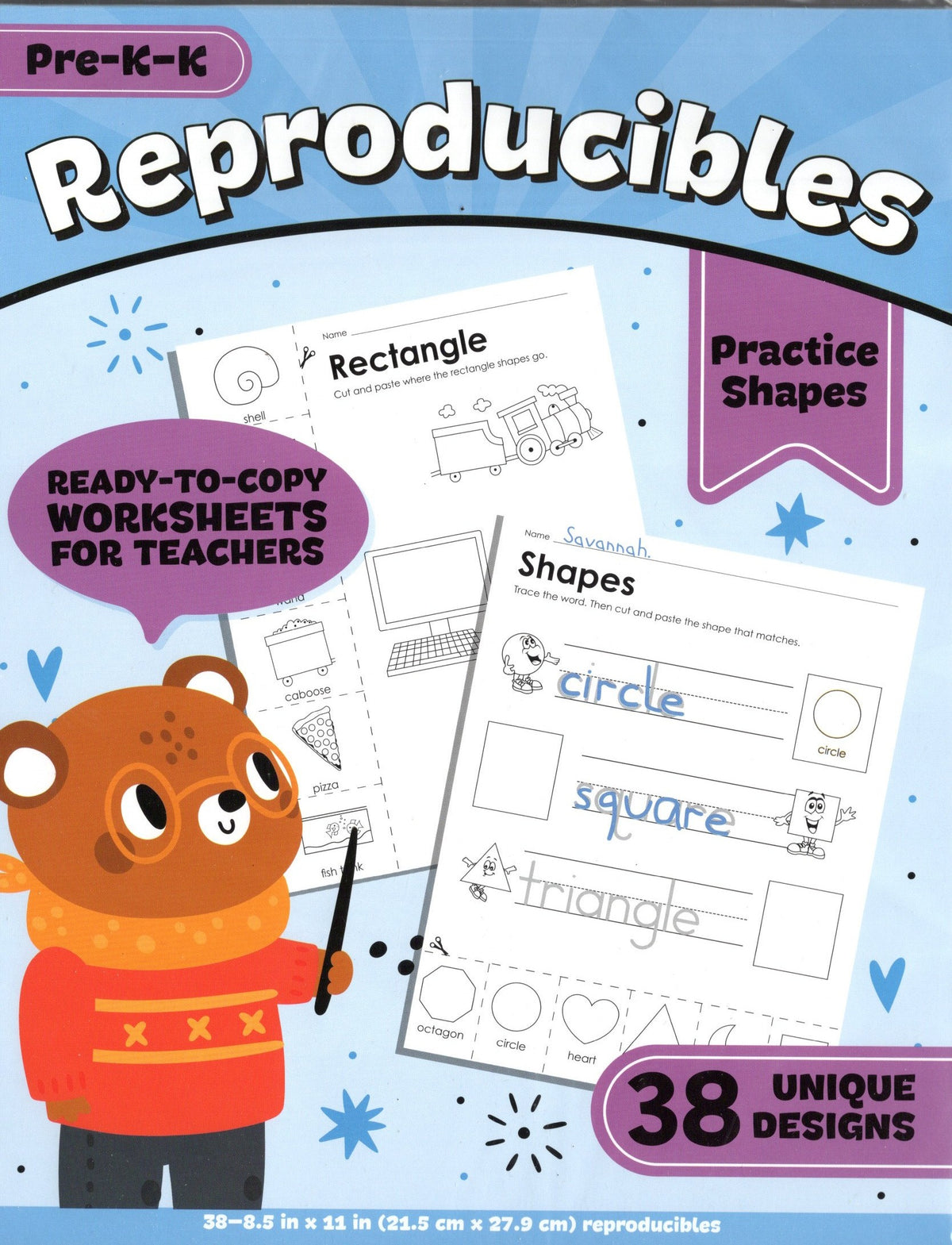 Reproducibles Practice Shapes Pre-K-K Activity Book, 38 Unique Designs
