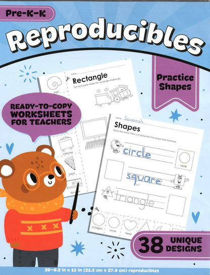 Reproducibles Practice Shapes Pre-K-K Activity Book, 38 Unique Designs
