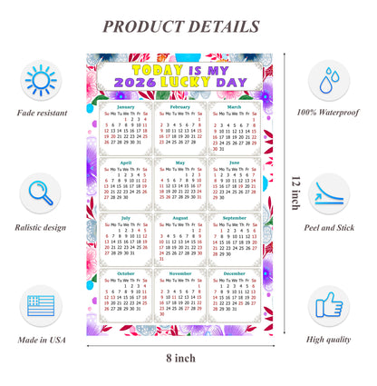 2026 Peel & Stick Calendar - Today is my Lucky Day Removable - 017